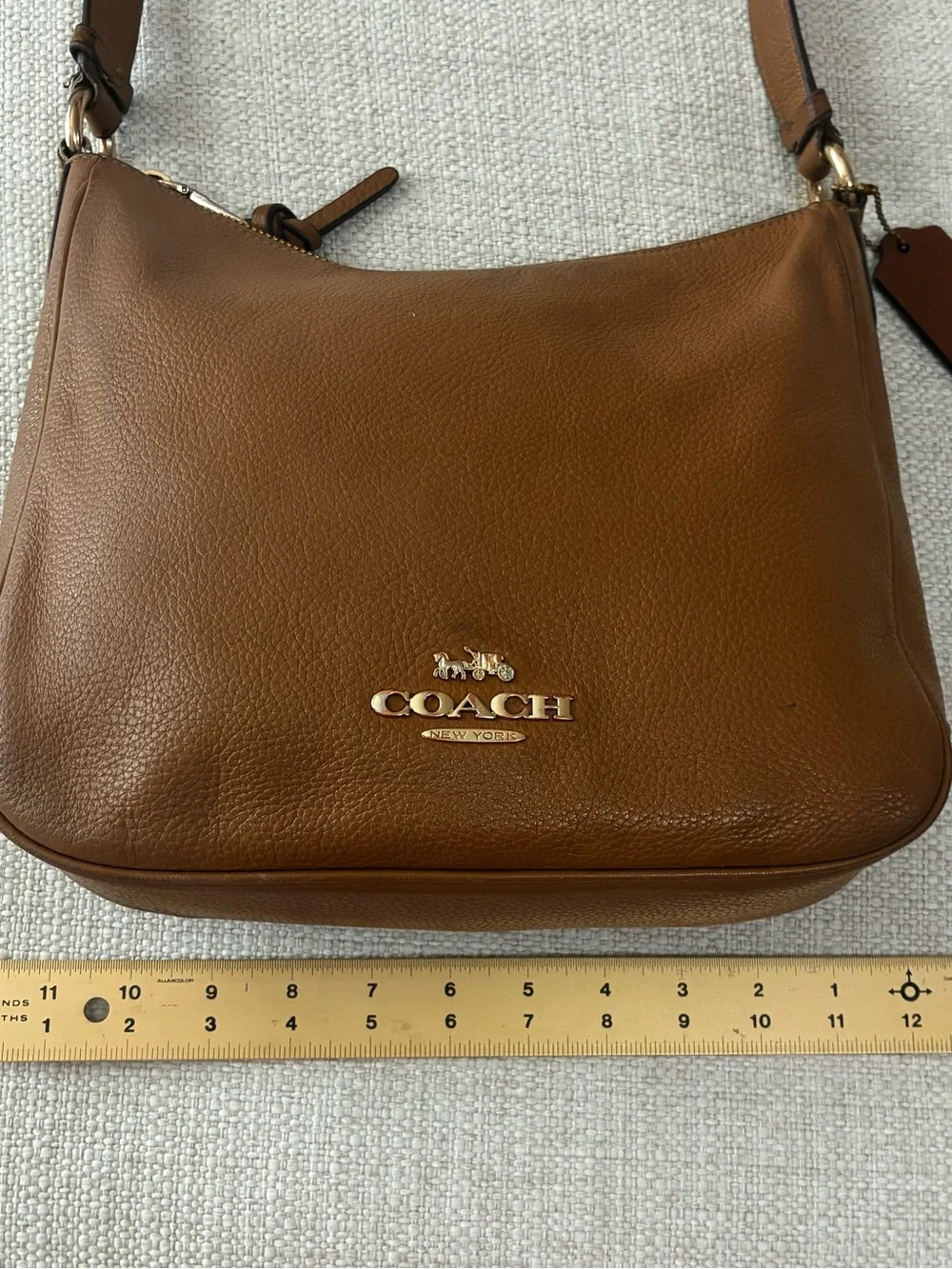 Coach EUC Ellie File Bag Pebbled Leather Crossbody Light Saddle N9G2278-C1648